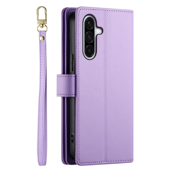 Etui z klapką do Samsung Galaxy A17 5G, Wallet Zipper Pocket, portfelowe, fioletowe