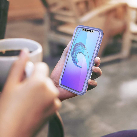 Etui do iPhone XR, Suritch Full Body Marble, fioletowe