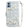 Etui z klapką do Motorola Moto E22 / E22i, Wallet, Magnolia Flowers szare