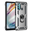 Etui pancerne do Motorola Moto G60, Nox Case Ring, srebrne