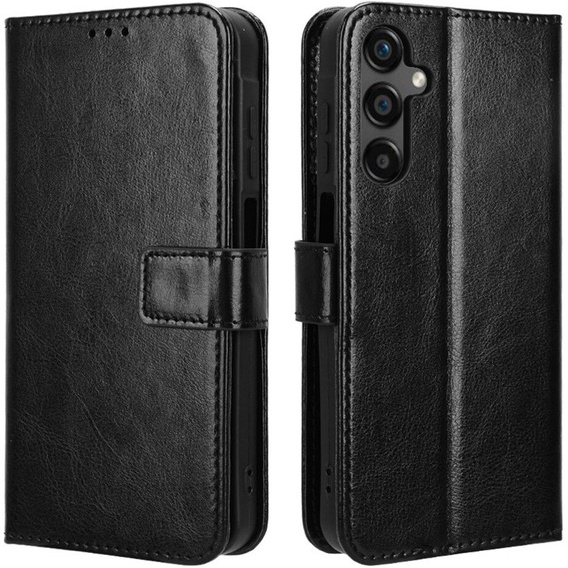 Etui z klapką do Samsung Galaxy M55 5G, Crazy Horse Wallet, czarne