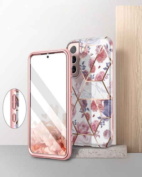 Etui do Samsung Galaxy S22, Suritch Full Body Marble, różowe