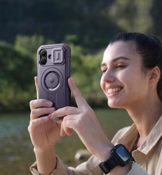 Etui Dexnor pancerne z podstawką i przesłoną aparatu, do MagSafe do iPhone 17