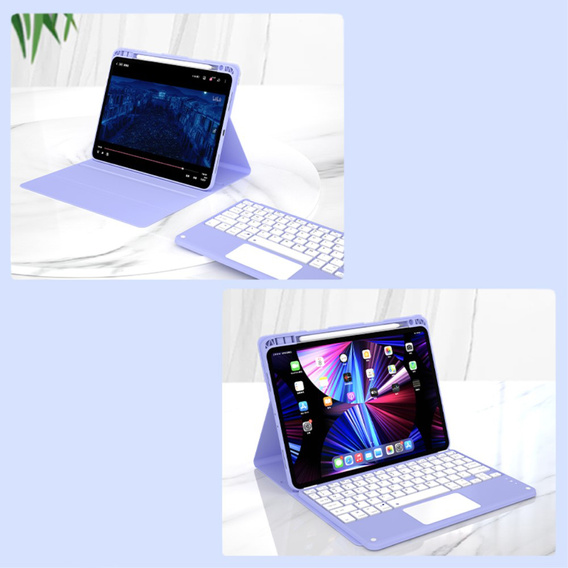 Etui z klawiaturą do iPad Air 10.9" 2022/2020 (5/4 gen.), Touchpad, fioletowe