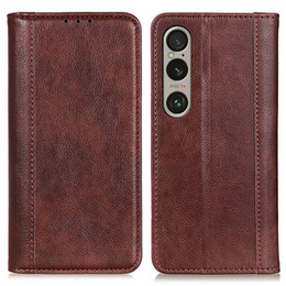 Etui z klapką do Sony Xperia 1 VI, Split Leather, brązowe