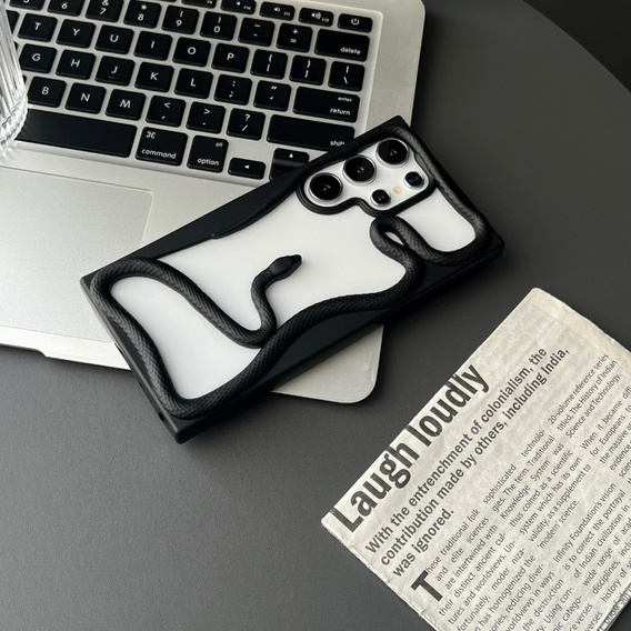 Etui do Samsung Galaxy S25 Ultra z motywem węża i matowym wykończeniem – czarne