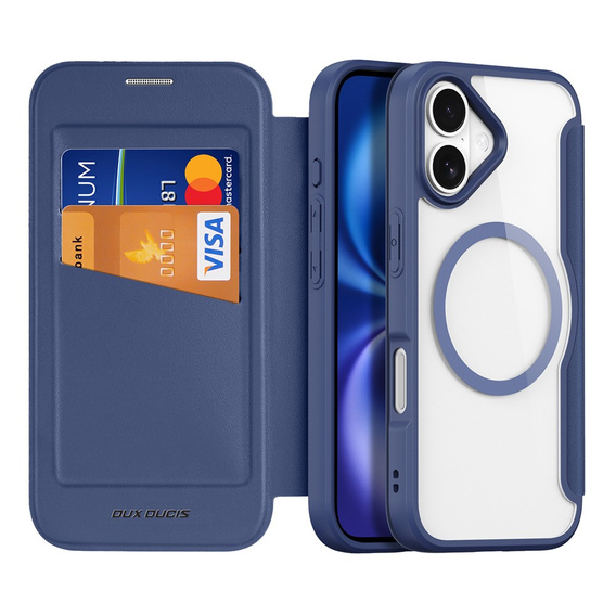 Etui Dux Ducis do iPhone 17, Skin X Pro,  z klapką, do MagSafe, granatowe