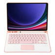 Etui z klawiaturą do Samsung Galaxy Tab S9, Leather Pen Slot TouchPad, różowe rose gold