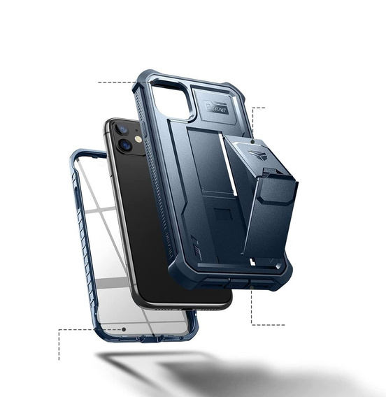 Etui pancerne do iPhone 11, Dexnor Full Body, granatowe