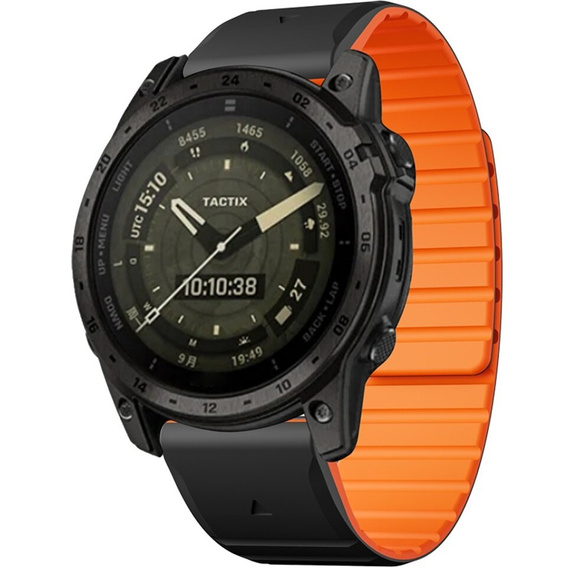 Pasek Silikonowy QuickFit do Garmin Fenix 26mm, Czarny / Pomarańczowy