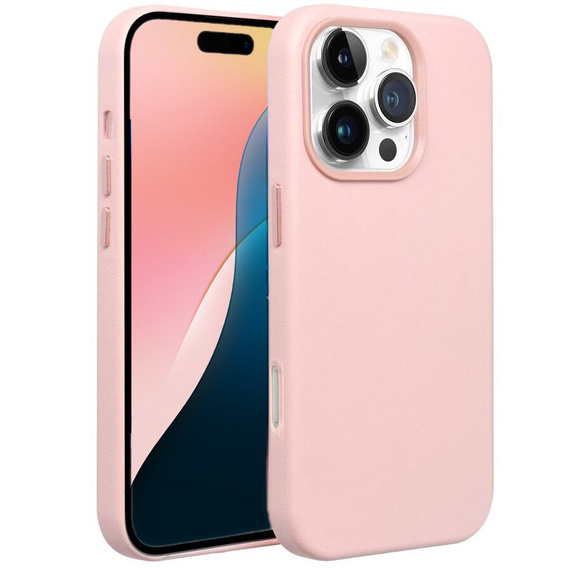 Skórzane Etui do MagSafe do iPhone 16 Pro Max, różowe + Szkło Hartowane 9H