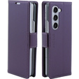 Etui do Samsung Galaxy Z Fold 5 5G, ERBORD Glossy Litchi, portfel z klapką, fioletowe