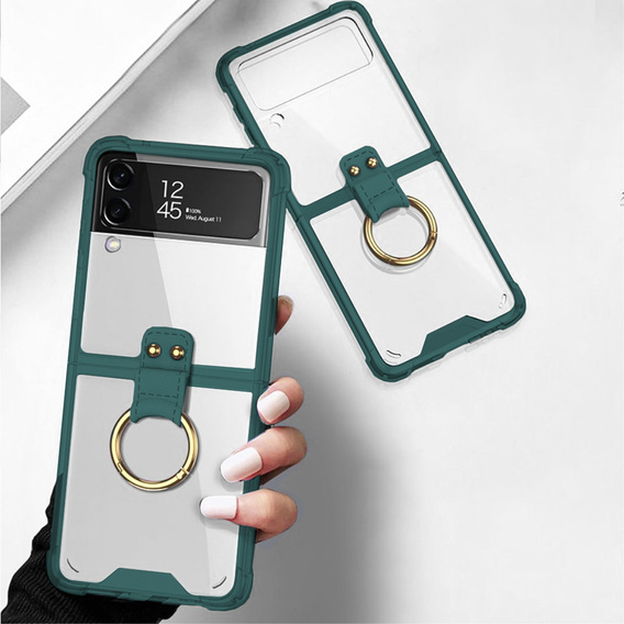 Etui GKK Corners Dropproof do Samsung Galaxy Z Flip 3 5G, Transparent Green