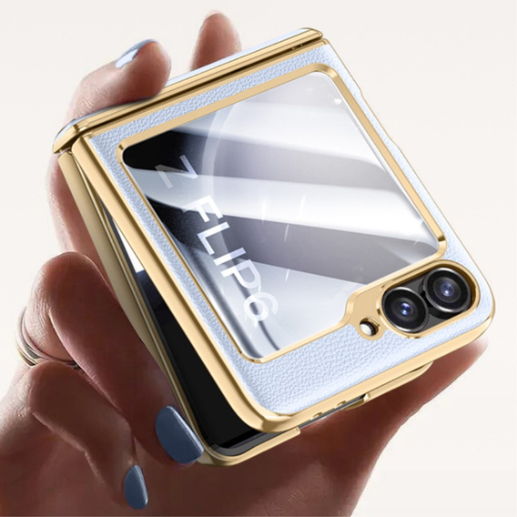 Etui Litchi Leather do Samsung Galaxy Z Flip7 FE / Z Flip6, niebieskie