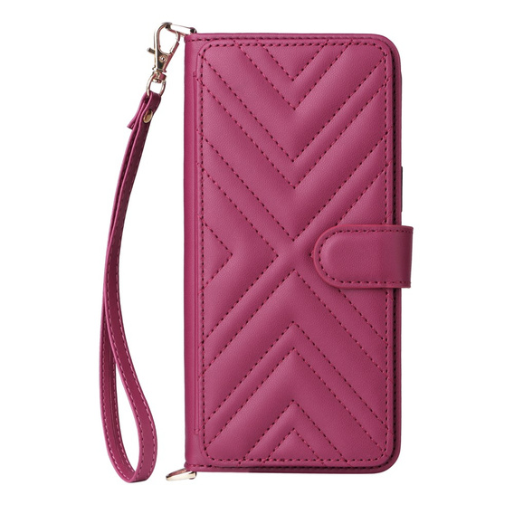 Etui z klapką do Xiaomi Poco F7 Pro / F7 Ultra, Crossbody Leather Wallet, bordowe