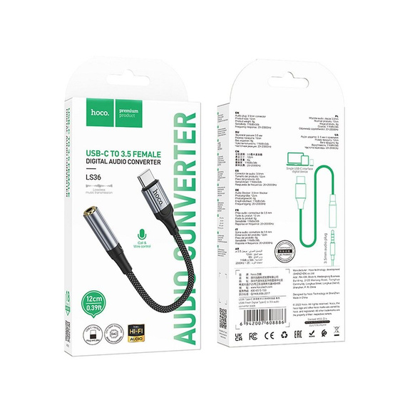 Adapter AUX USB-C do Jack 3,5 mm Hoco LS36