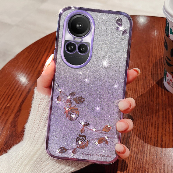 Etui Rhinestone do Oppo Reno 10 / 10 Pro, fioletowe
