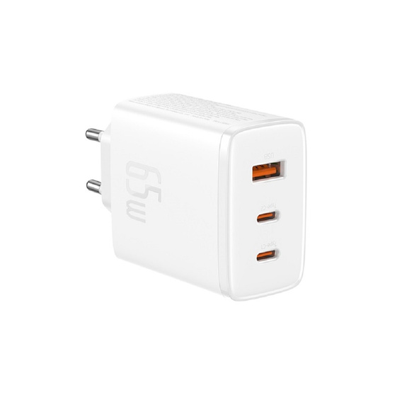 Baseus Cube Pro – ładowarka sieciowa 65W, 2x USB-C + 1x USB-A, biały