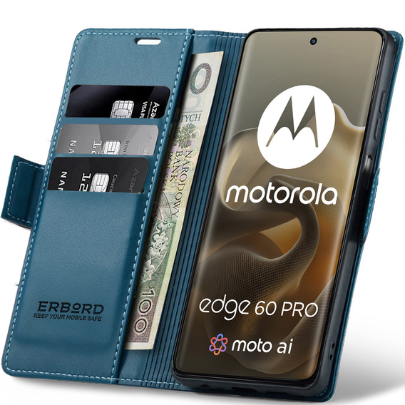 Etui ERBORD Glossy Litchi portfel z klapką do Motorola Edge 60 Pro