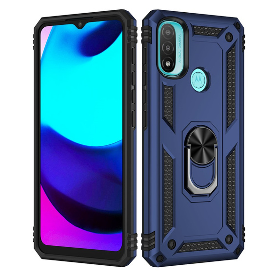 Etui pancerne do Motorola Moto E20/E30/E40, Nox Case Ring, niebieskie