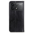 Etui z klapką do Xiaomi Poco F6 Pro, Split Leather, czarne