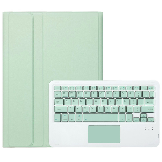 Etui z klawiaturą do Samsung Galaxy Tab S9, Leather Pen Slot TouchPad, jasnozielone