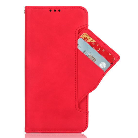 Etui z klapką do Oppo Reno 14, Card Slot, portfelowe, czerwone