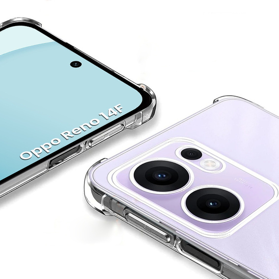 Etui do Oppo Reno 14F, wzmocnione, z ochroną aparatu, przezroczyste