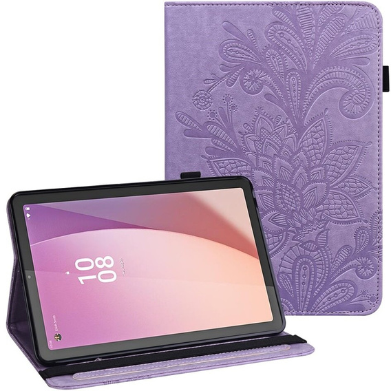 Etui z klapką do Lenovo Pad M9, flower, fioletowe