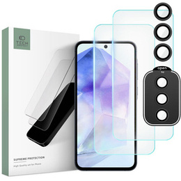 2x Szkło Tech-Protect + szkło na aparat, Supreme set, do Samsung Galaxy A55 5G, Przezroczyste