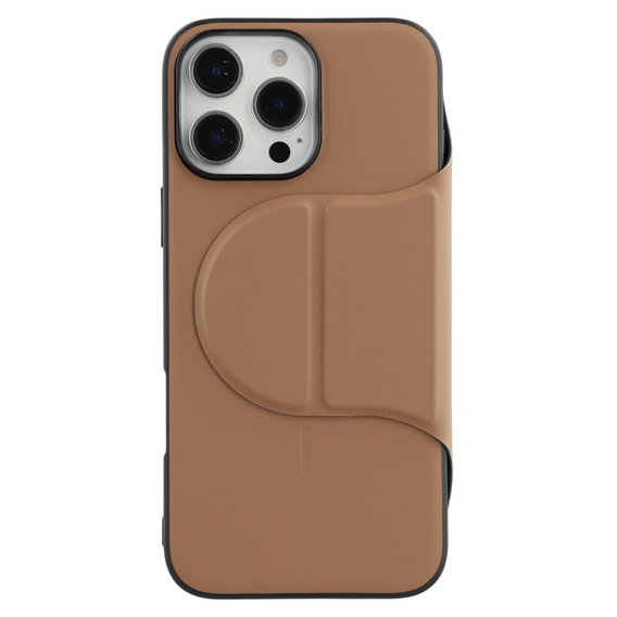 Etui z klapką do iPhone 16 Pro Max z MagSafe, odczepianymi pleckami, kieszonką na kartę i podstawką – brązowe