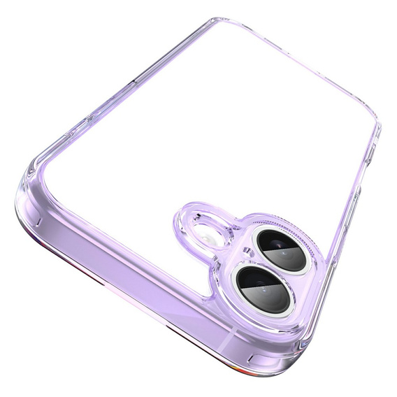Etui do iPhone 17, z osłoną aparatu, przezroczyste z fioletowymi bokami