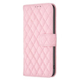 Etui z klapką do Motorola Moto G24 / G24 Power / G04, Rhombus Crossbody Leather, różowe rose gold