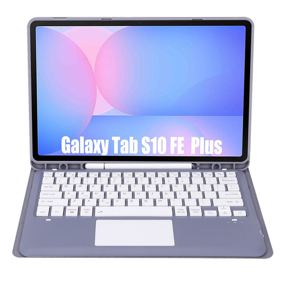 Futerał z klawiaturą bezprzewodową i touchpadem do tabletu Samsung Galaxy Tab S10 FE+ Plus X620/X626B - fioletowy