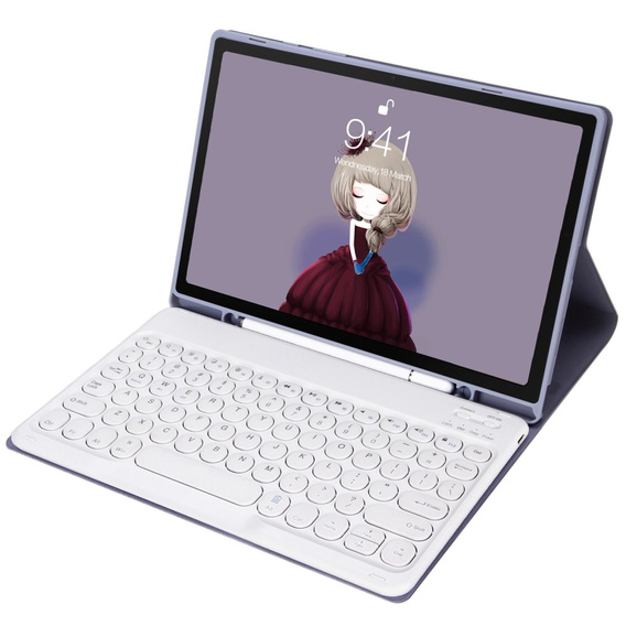 Etui z klawiaturą do iPad 10.2" 2021/2020/2019 (9/8/7 gen.) / Air 10.5" 2019 (3 gen.), Leather Pen Slot, fioletowe