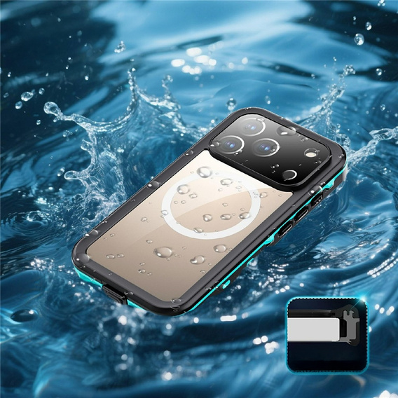 Etui do iPhone 17 Pro, Wodoodporne IP68, SHELLBOX MagSafe, niebieskie
