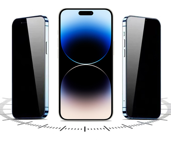 2x Szkło Hartowane prywatyzujące do iPhone 14 Pro, ERBORD 9H Easy App Anti-Peep