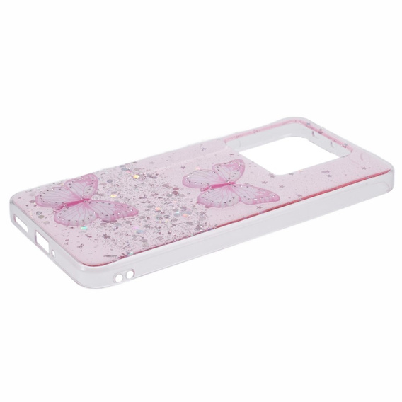 Etui do Xiaomi 13T / 13T Pro / Redmi K60 Ultra, Glitter Butterfly, różowe