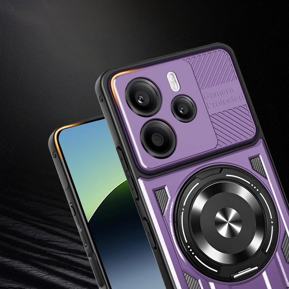 Etui Pancerne z Podstawką do Xiaomi Redmi Note 14 4G – Fioletowe