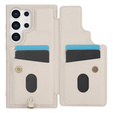 Etui do Samsung Galaxy S24 Ultra, Leather Flower Card Slot, beżowe