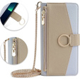Etui z klapką do iPhone 14, Wallet Zipper Pocket, z lusterkiem, niebieskie