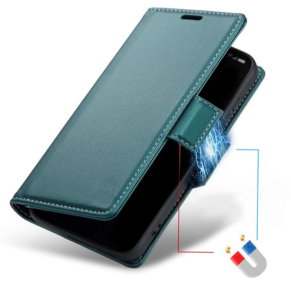 Etui do Samsung Galaxy A55, ERBORD Glossy Litchi, portfel z klapką, zielone