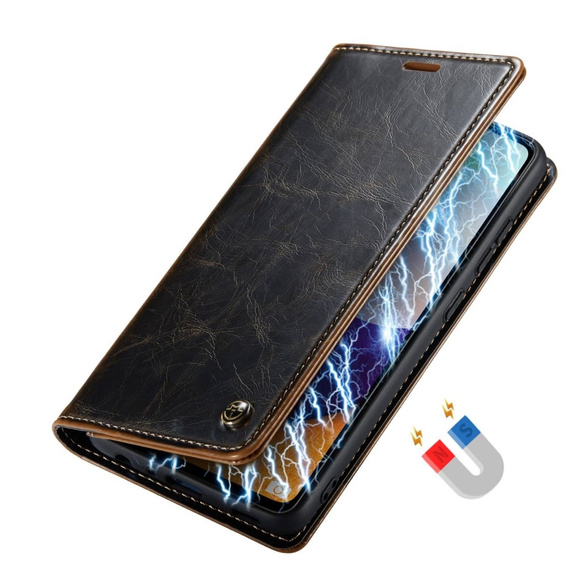 Etui z klapką CASEME do Samsung Galaxy A52/A52s, Waxy Textured, kawowe