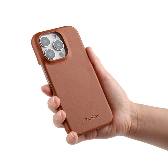 Etui MELKCO do iPhone 16 Pro, Waxy Textured, brązowe