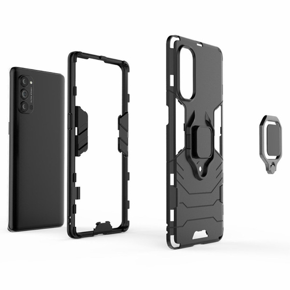 Etui do Oppo Reno 4 Pro 5G, Kickstand Ring, czarne