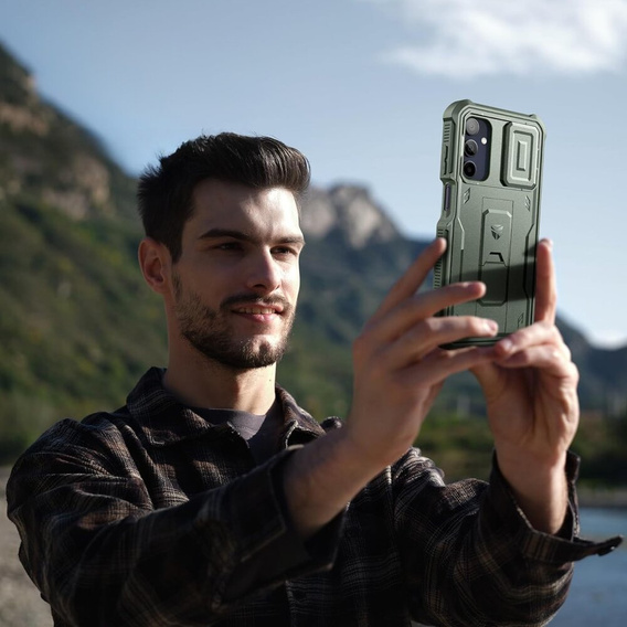 Etui pancerne do Samsung Galaxy A15, Dexnor Full Body (Two Frames), zielone