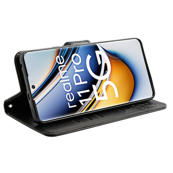 Etui z klapką do Realme 11 Pro / 11 Pro +, Butterfly, czarne
