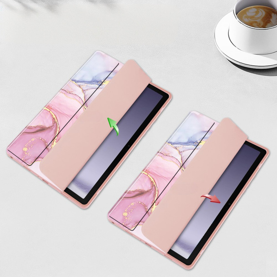 Etui Smartcase Hybrid do Samsung Galaxy Tab A9+, z miejscem na rysik – różowe Marble