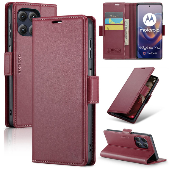 Etui ERBORD Glossy Litchi portfel z klapką do Motorola Edge 60 Pro