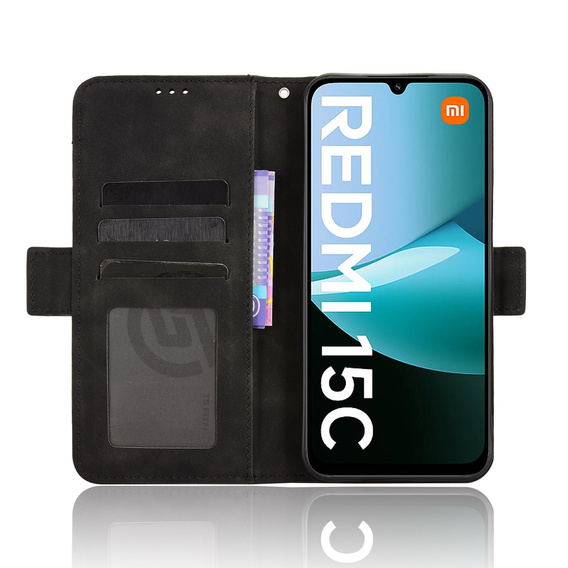 Etui z klapką do Xiaomi Redmi 15C 4G/LTE, Card Slot, czarne